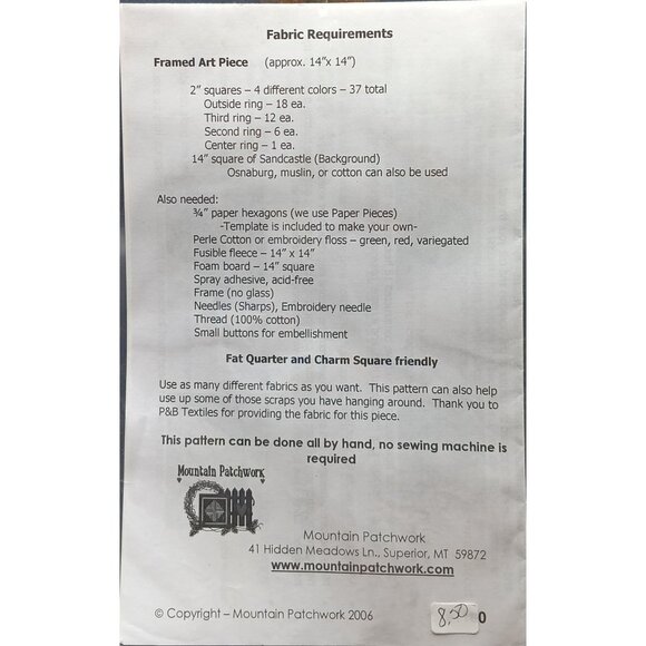 Nanas Flower Patch Quilt Pattern Mountain Patchwork Framed Art Piece 14"x14" Hom - Picture 2 of 2